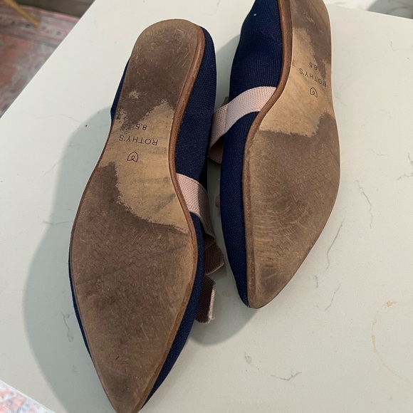 Rothy's Navy Flats with Blush Bow - Picture 5 of 5